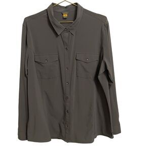 Eddie Bauer Olive Green Button Down Camp Outdoor Shirt Size 2XL